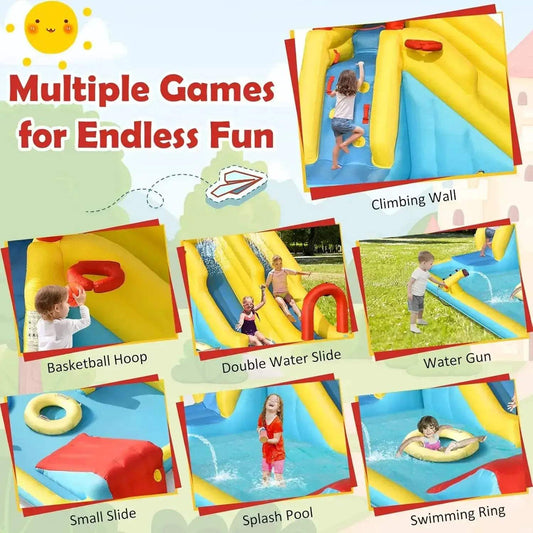  Inflatable Water Slide Double Lanes Splash Pool Durable -  ToylandEU™