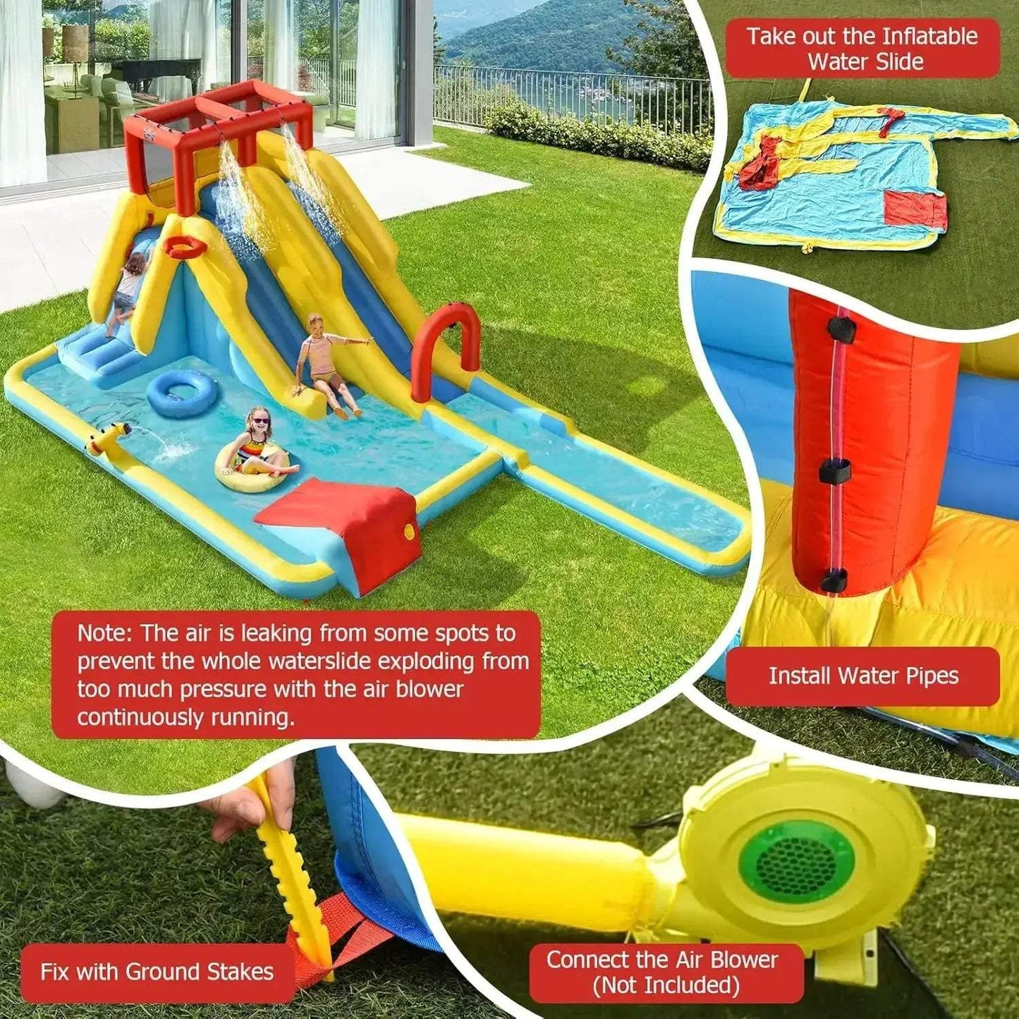 Inflatable Water Slide With Double Lanes And Splash Pool - ToylandEU