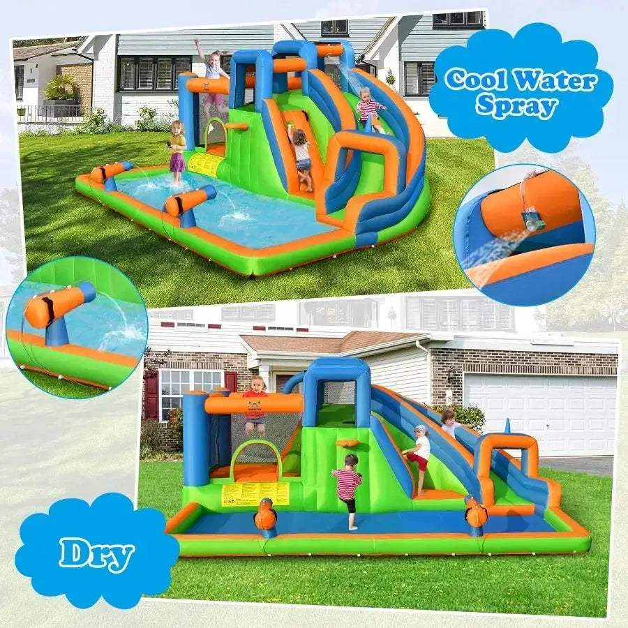 Inflatable Water Slide With Large Splash Pool And Climbing Walls - ToylandEU