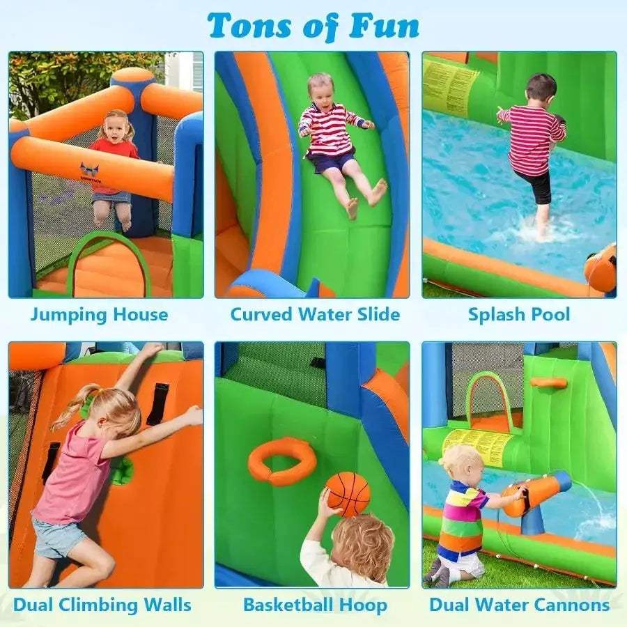 Inflatable Water Slide With Large Splash Pool And Climbing Walls - ToylandEU