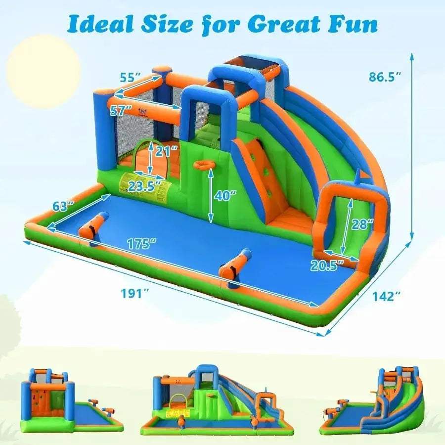 Inflatable Water Slide With Large Splash Pool And Climbing Walls - ToylandEU
