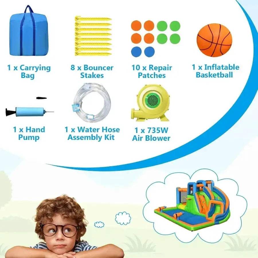 Inflatable Water Slide With Large Splash Pool And Climbing Walls - ToylandEU
