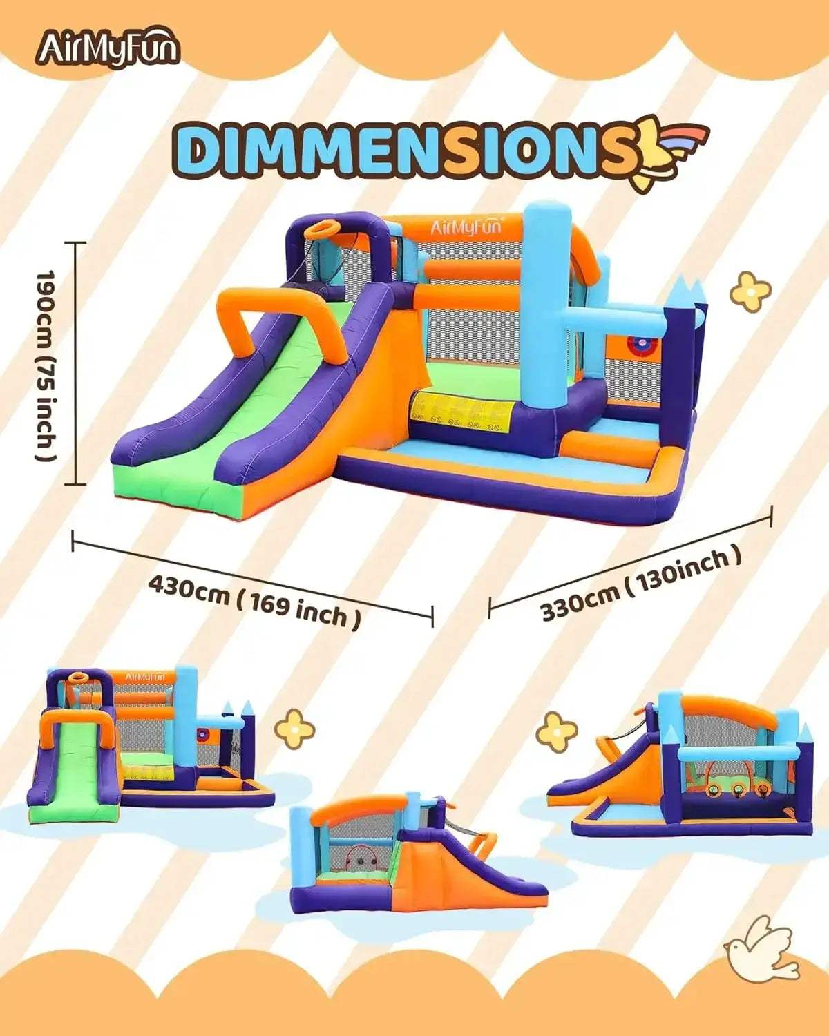 Inflatable Water Slide With Long Curved Slide For Backyard Fun - ToylandEU