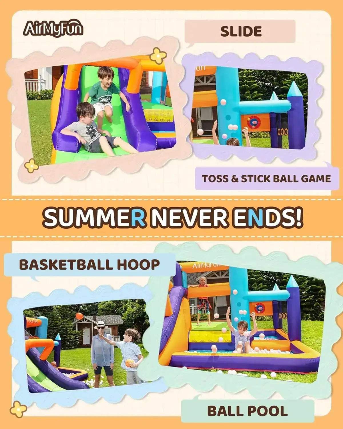 Inflatable Water Slide With Long Curved Slide For Backyard Fun - ToylandEU
