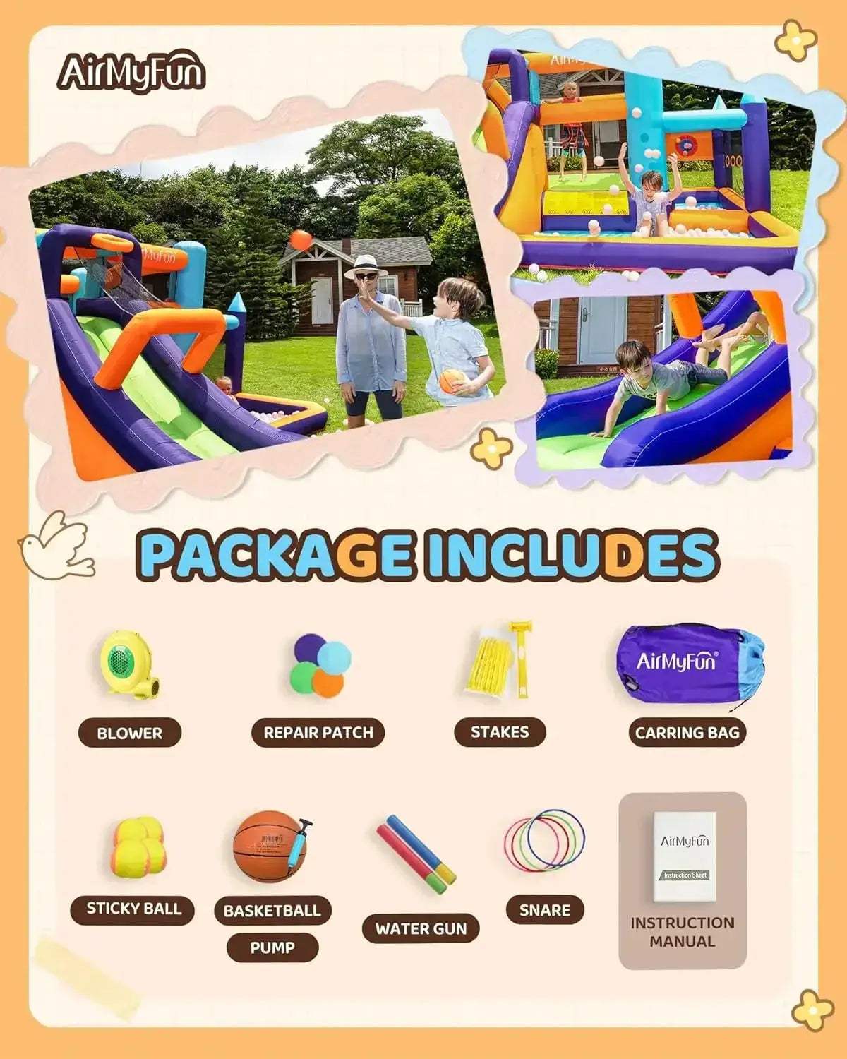 Inflatable Water Slide With Long Curved Slide For Backyard Fun - ToylandEU