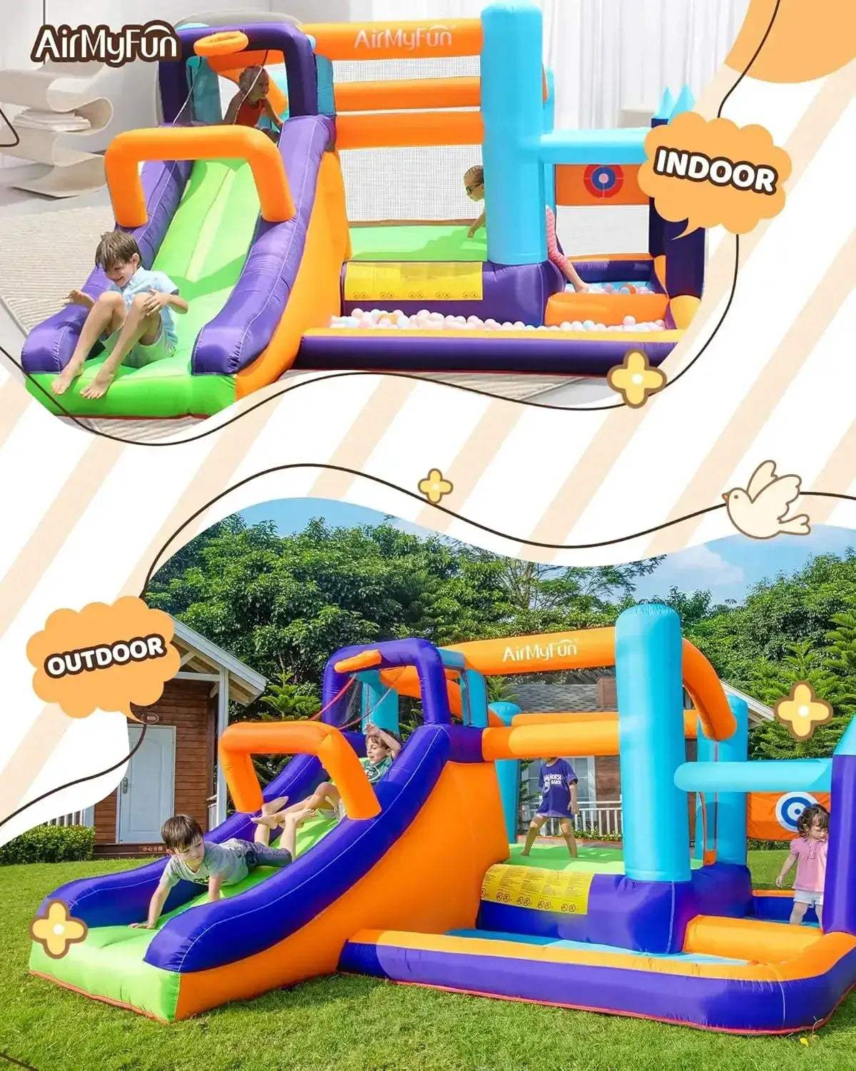 Inflatable Water Slide With Long Curved Slide For Backyard Fun - ToylandEU