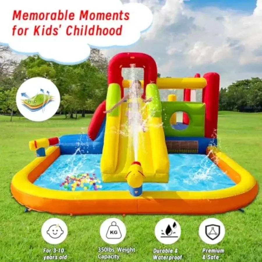 Inflatable Water Slide With Splash Pool And Climbing Walls - ToylandEU