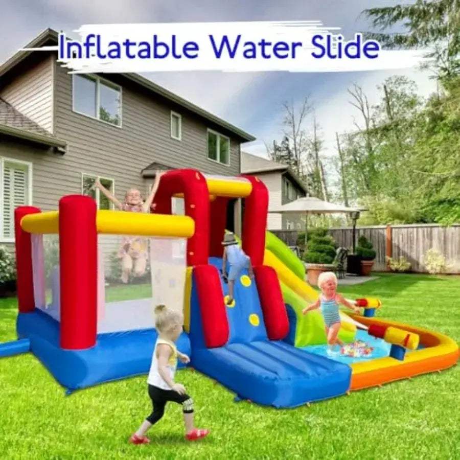 Inflatable Water Slide With Splash Pool And Climbing Walls - ToylandEU