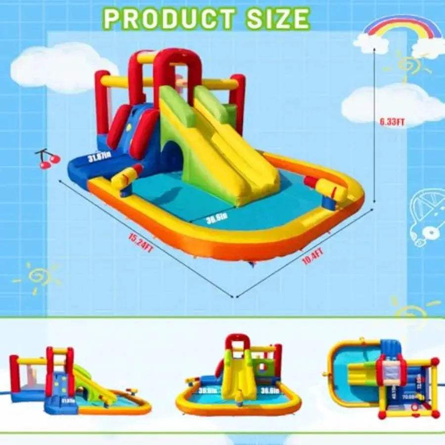 Inflatable Water Slide With Splash Pool And Climbing Walls - ToylandEU