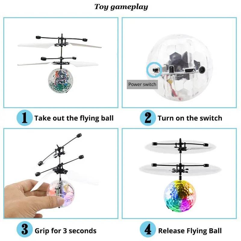 Infrared Gesture-Controlled LED Crystal Flying Ball - USB Rechargeable Toy - ToylandEU