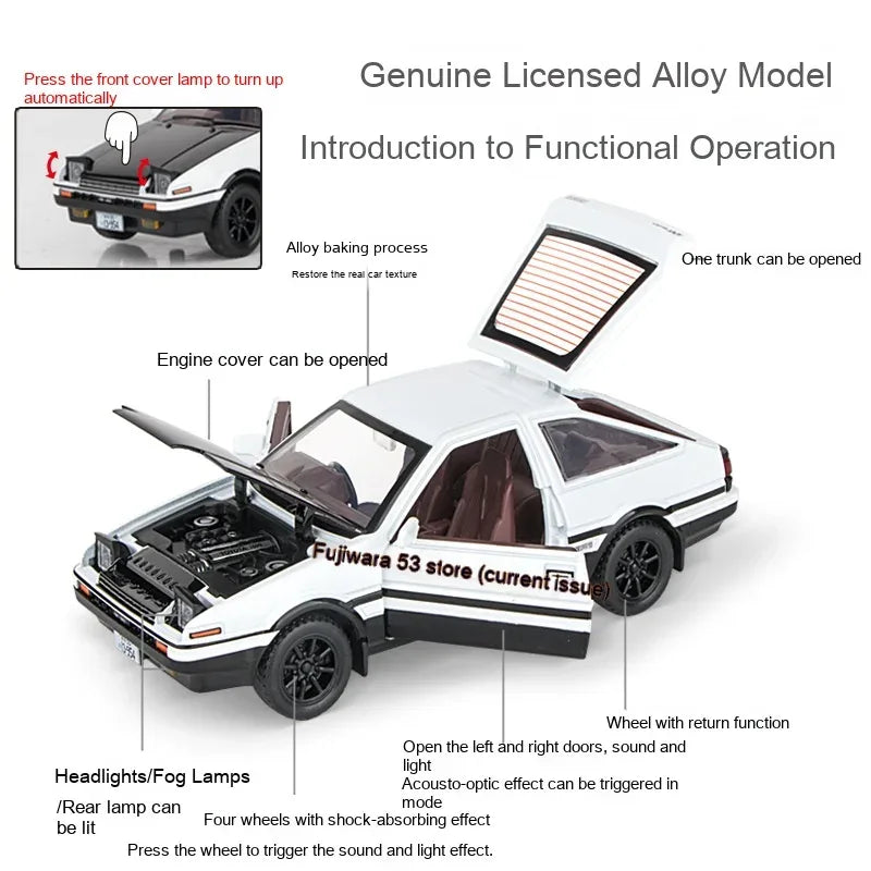 Initial D Toyota AE86 1:30 Scale Diecast Metal Model Car With Sound And Light - ToylandEU