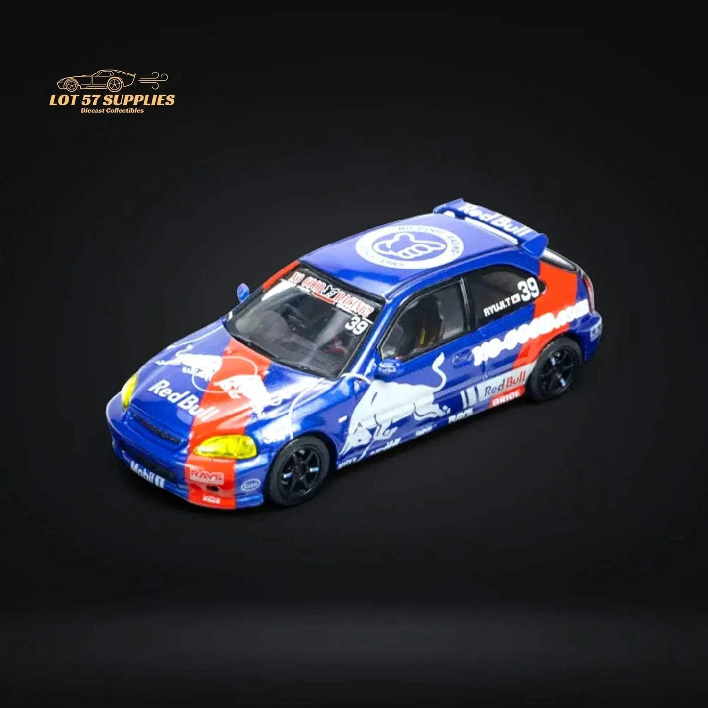 Inno64 Honda Civic Type-R EK9 #39 NO GOOD RACING Red Bull Livery 1:64 IN64-EK9-JDM16 - ToylandEU
