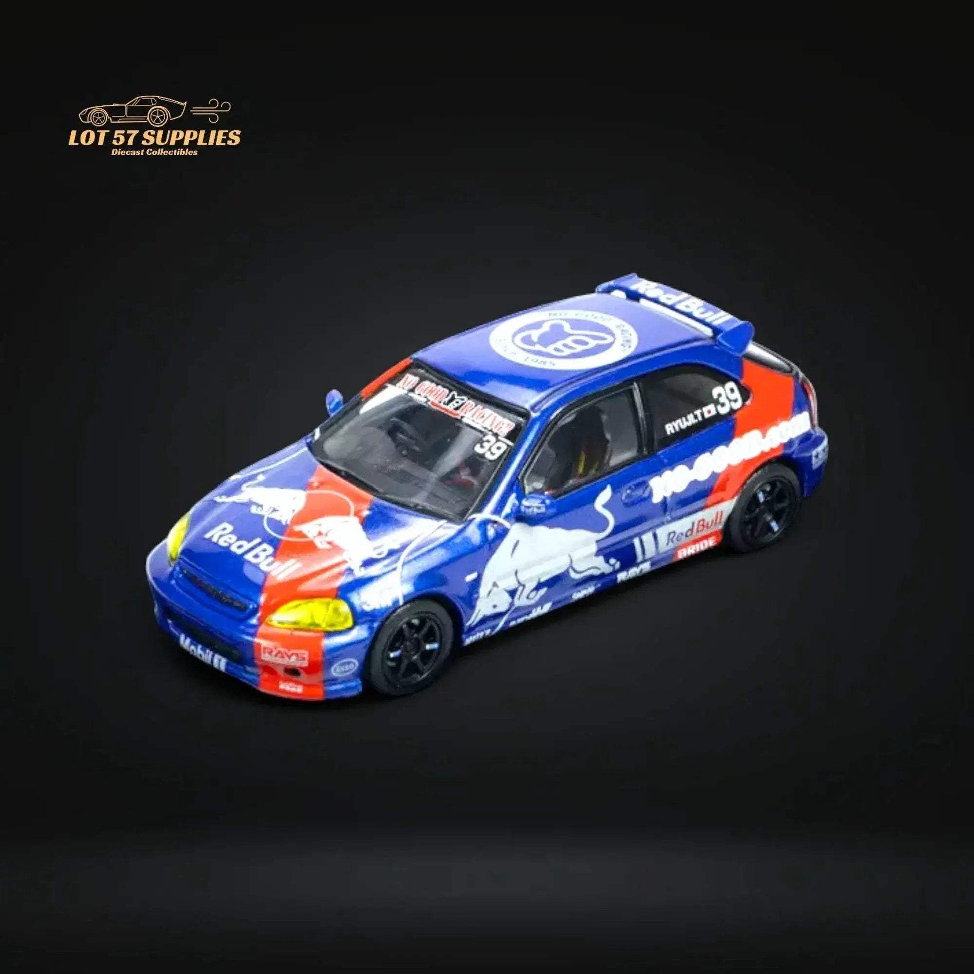 Inno64 Honda Civic Type-R EK9 #39 NO GOOD RACING Red Bull Livery 1:64 IN64-EK9-JDM16 - ToylandEU