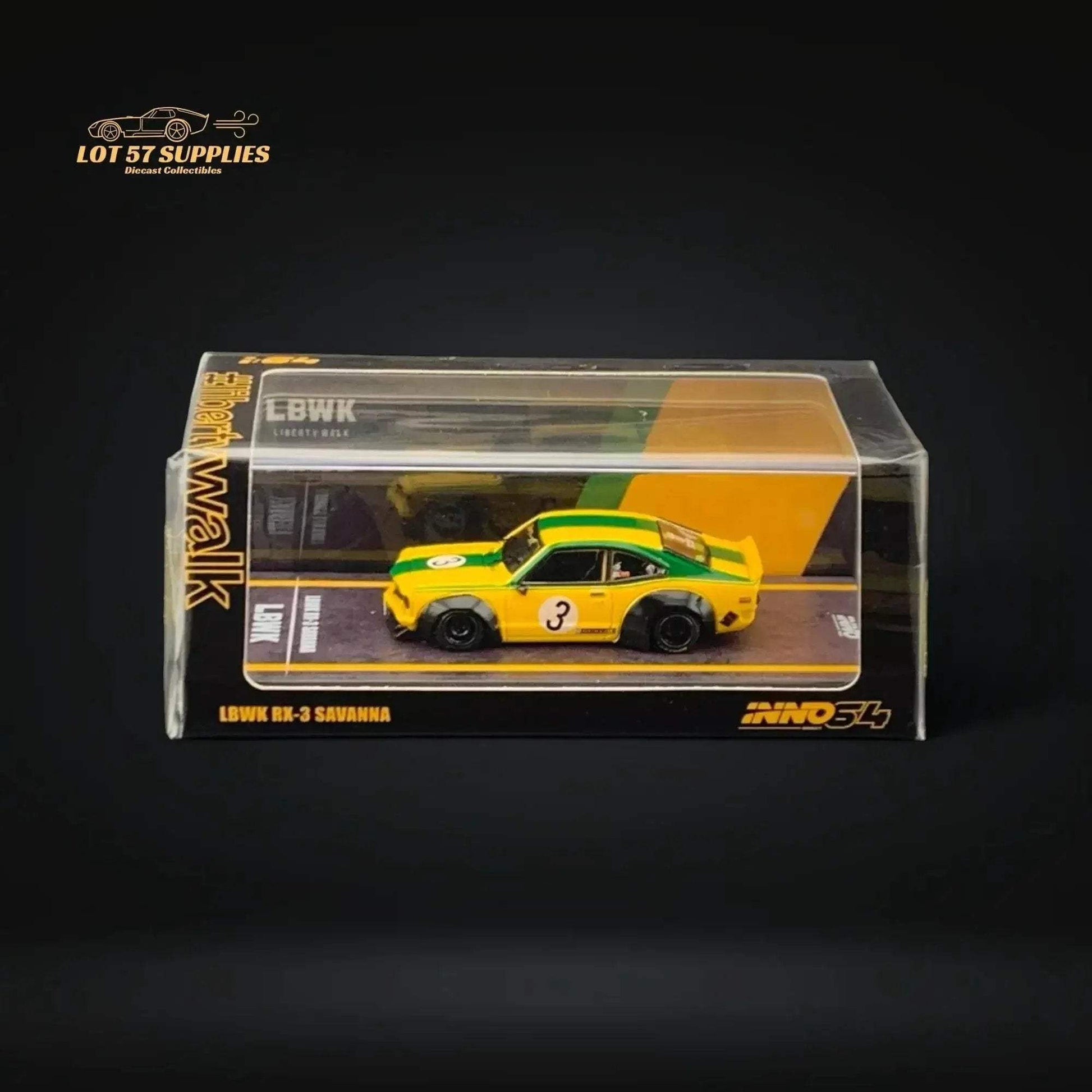 Inno64 Mazda RX-3 Savanna LBWK Yellow Green #3 1:64 IN64-LBWKRX3-01 - ToylandEU