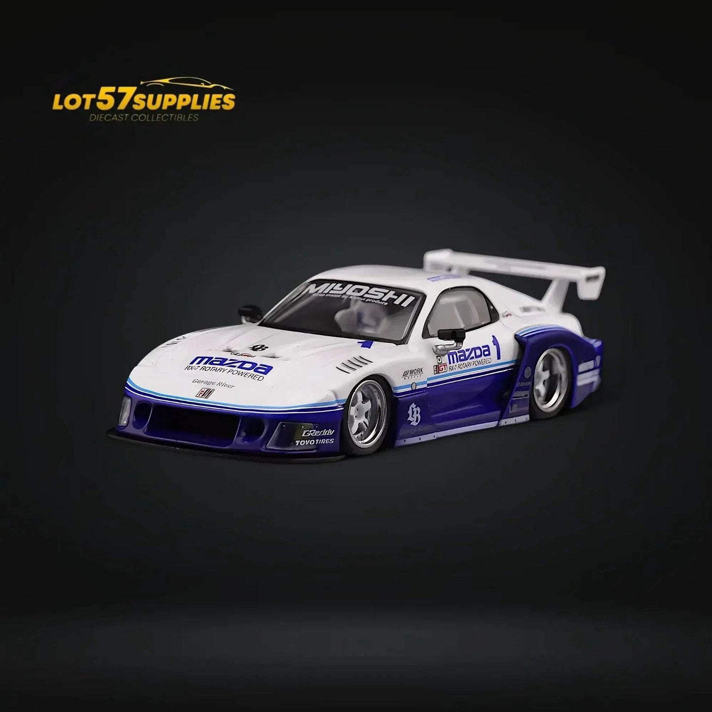 Inno64 Mazda RX-7 LBWK FD3S Blue-White HTKS 24' 1:64 - ToylandEU
