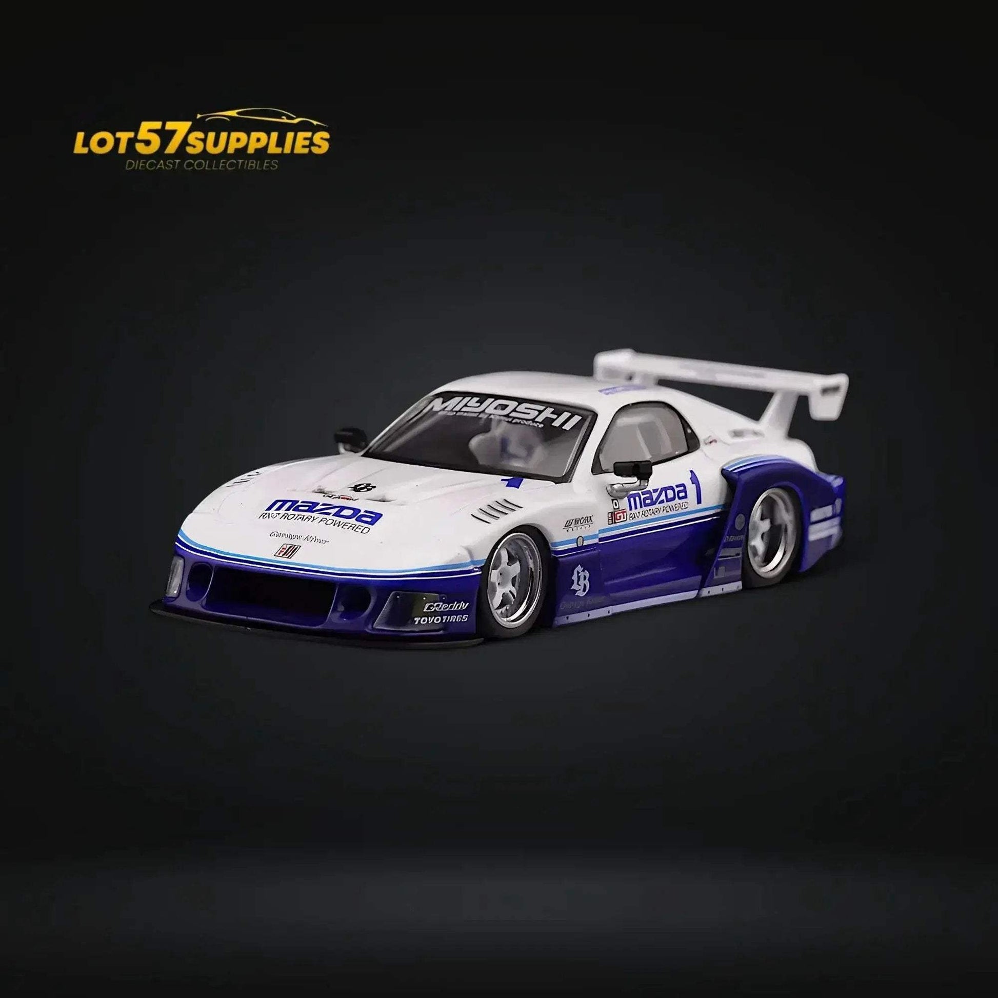 Inno64 Mazda RX-7 LBWK FD3S Blue-White HTKS 24' 1:64 - ToylandEU