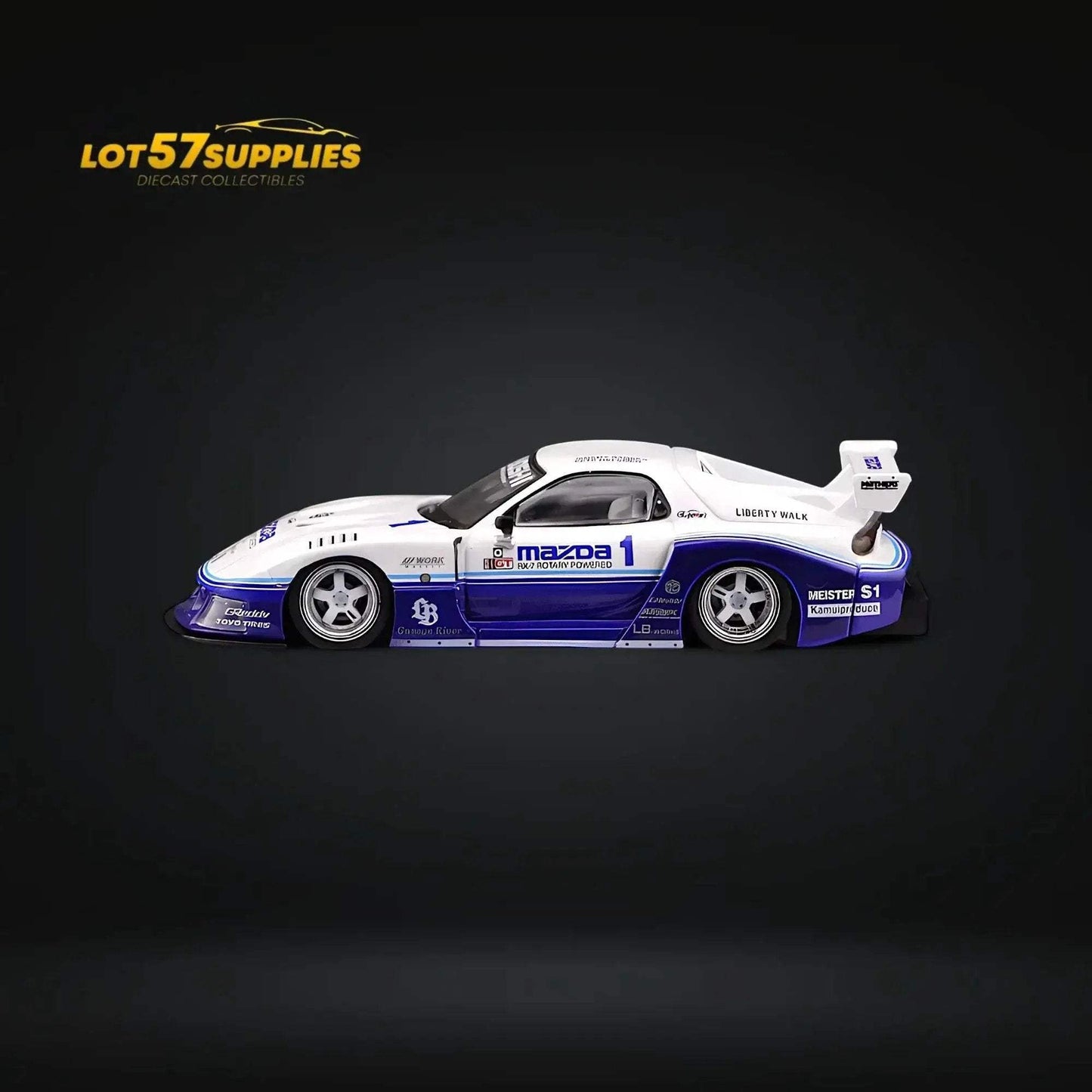Inno64 Mazda RX-7 LBWK FD3S Blue-White HTKS 24' 1:64 - ToylandEU