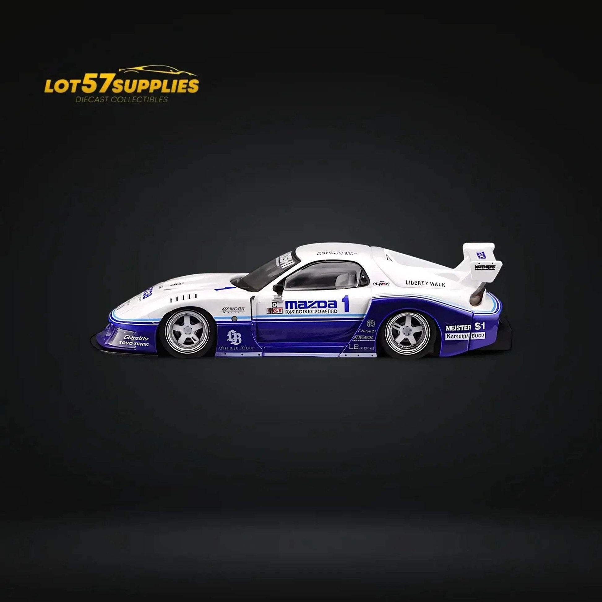 Inno64 Mazda RX-7 LBWK FD3S Blue-White HTKS 24' 1:64 - ToylandEU