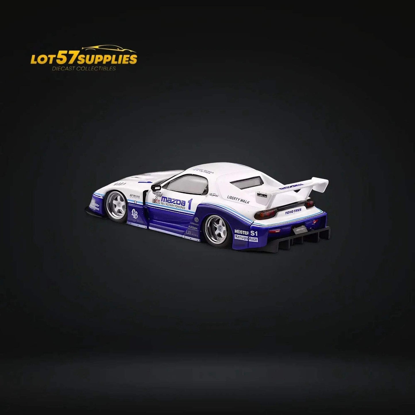 Inno64 Mazda RX-7 LBWK FD3S Blue-White HTKS 24' 1:64 - ToylandEU