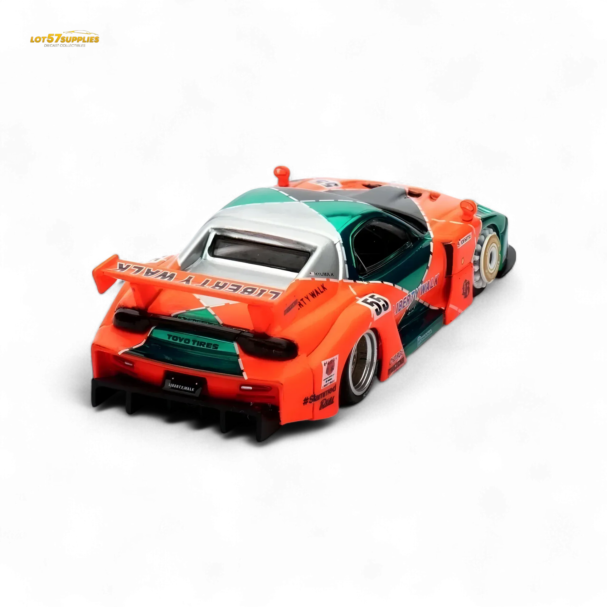 Inno64 CHASE Mazda RX-7 LBWK FD3S Orange/Green MDX 24' 1:64 - ToylandEU