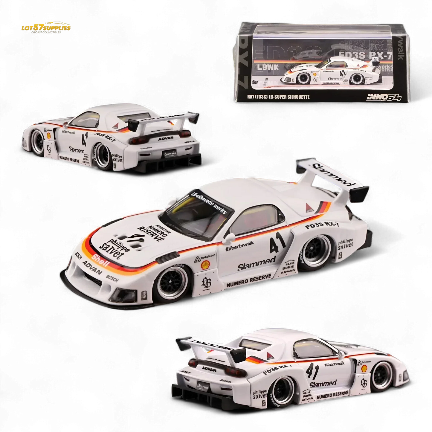 Inno64 Mazda RX-7 LBWK in White 1:64 IN64-LBWK-RX7-02 - ToylandEU