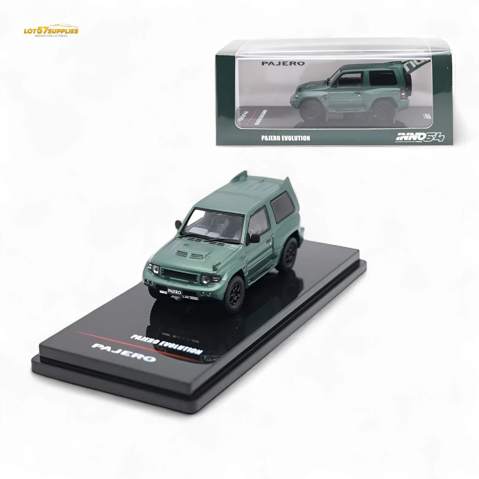 Inno64 Mitsubishi Pajero Evolution Satin Green Diecast Model - ToylandEU