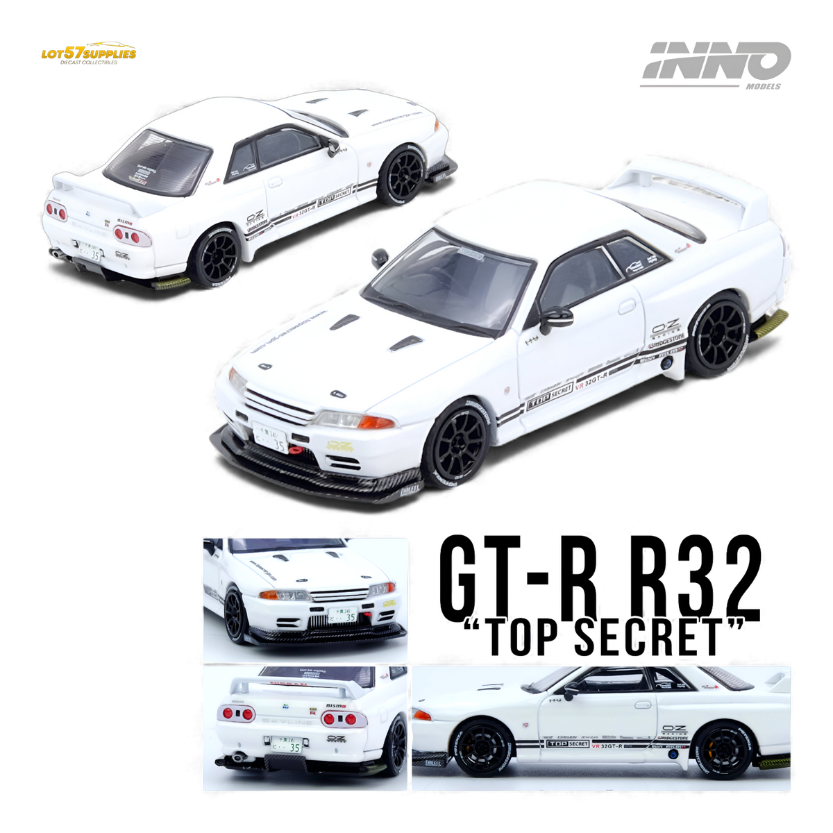 Inno64 Nissan GT-R | White 1:64 Scale | Toylandeu™