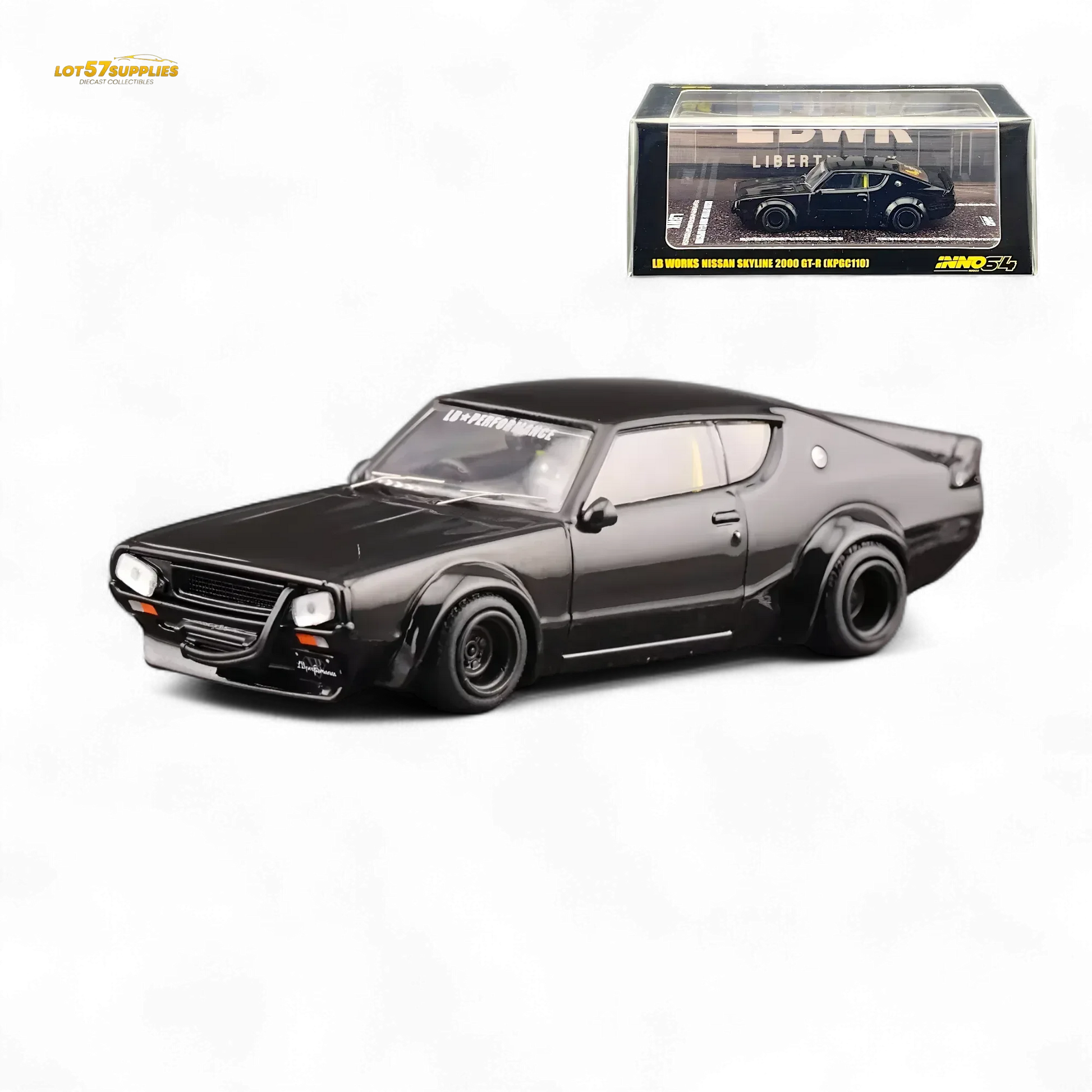 Inno64 Nissan Skyline 2000 GT-R KPGC110 KENMERI Black 1:64 - ToylandEU