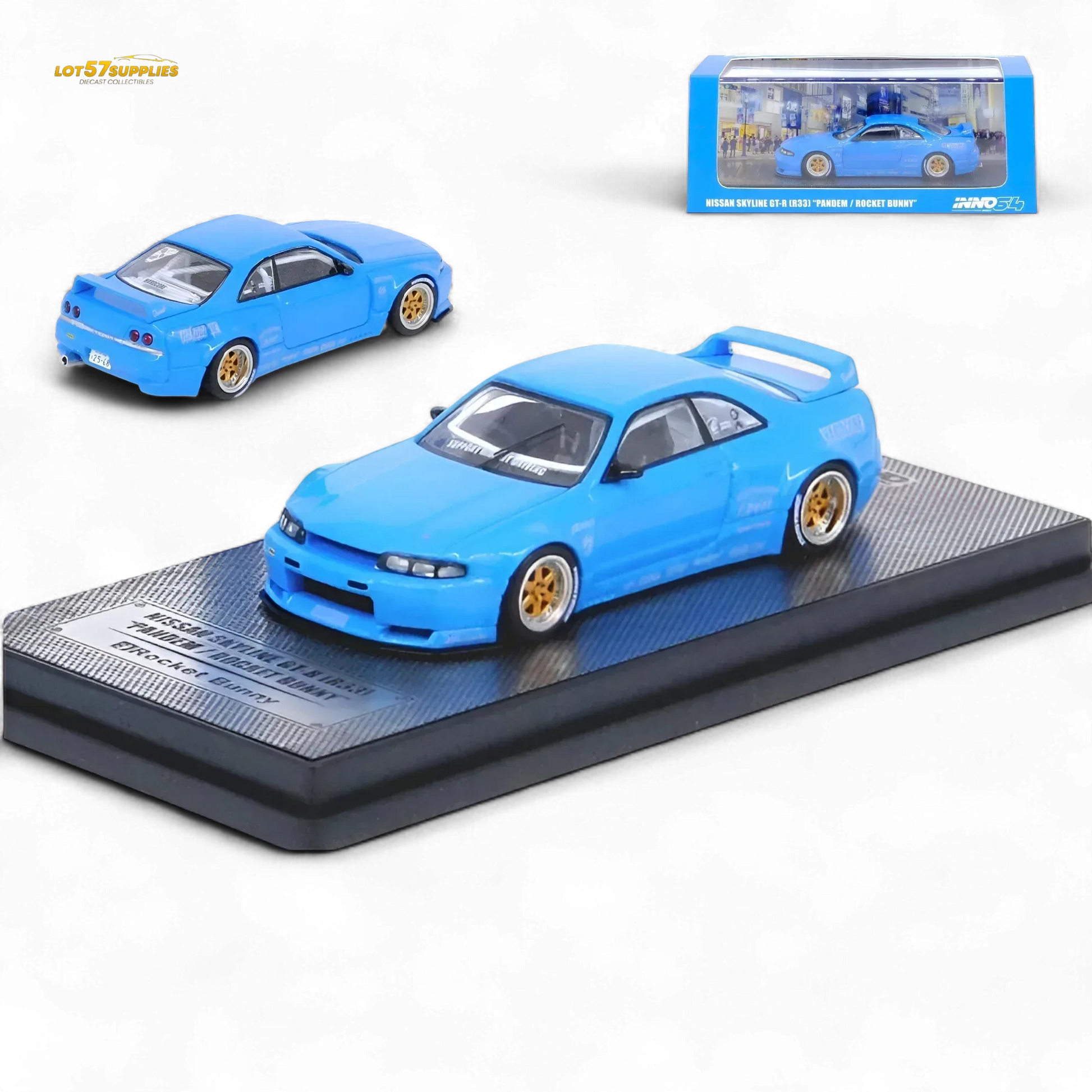Inno64 Nissan Skyline GT-R R33 Pandem Rocket Bunny Widebody in Blue 1:64 - ToylandEU