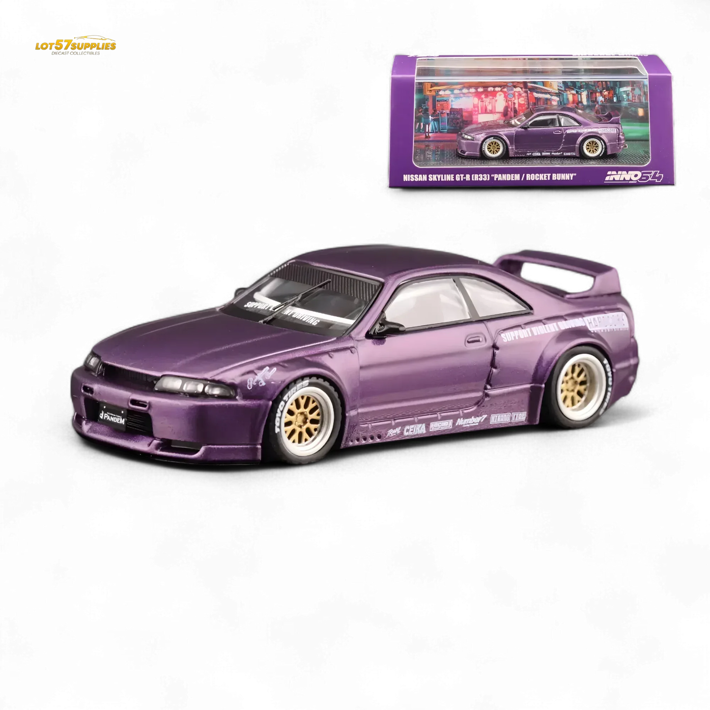 Inno64 NISSAN SKYLINE GT-R (R33) "PANDEM ROCKET BUNNY" Purple 1:64 - ToylandEU