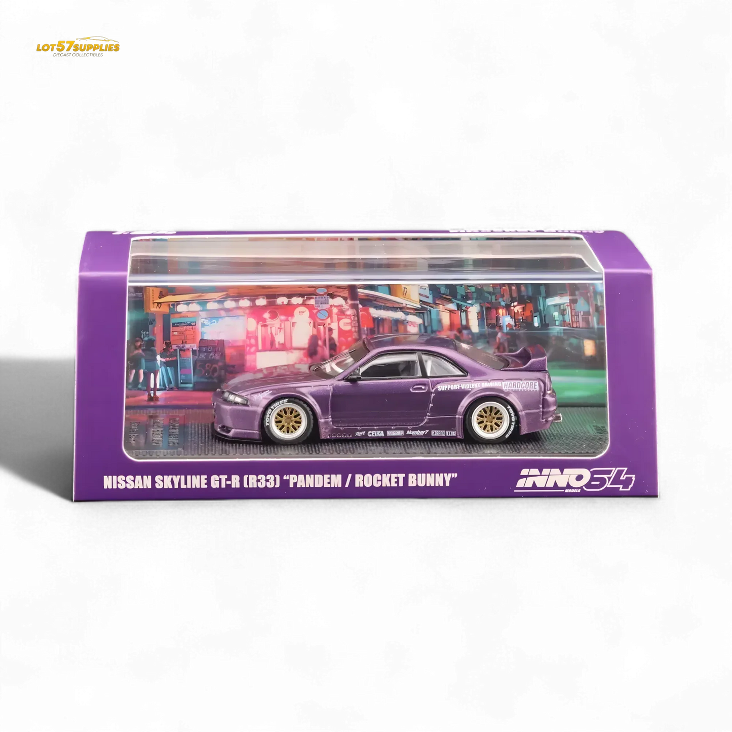 Inno64 NISSAN SKYLINE GT-R (R33) "PANDEM ROCKET BUNNY" Purple 1:64 - ToylandEU