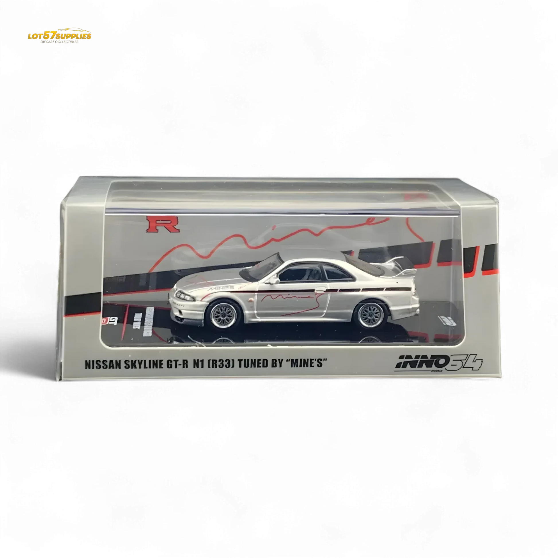 Inno64 NISSAN SKYLINE GR-R (R33) "Tuned by Mine's" Silver 1:64 - ToylandEU
