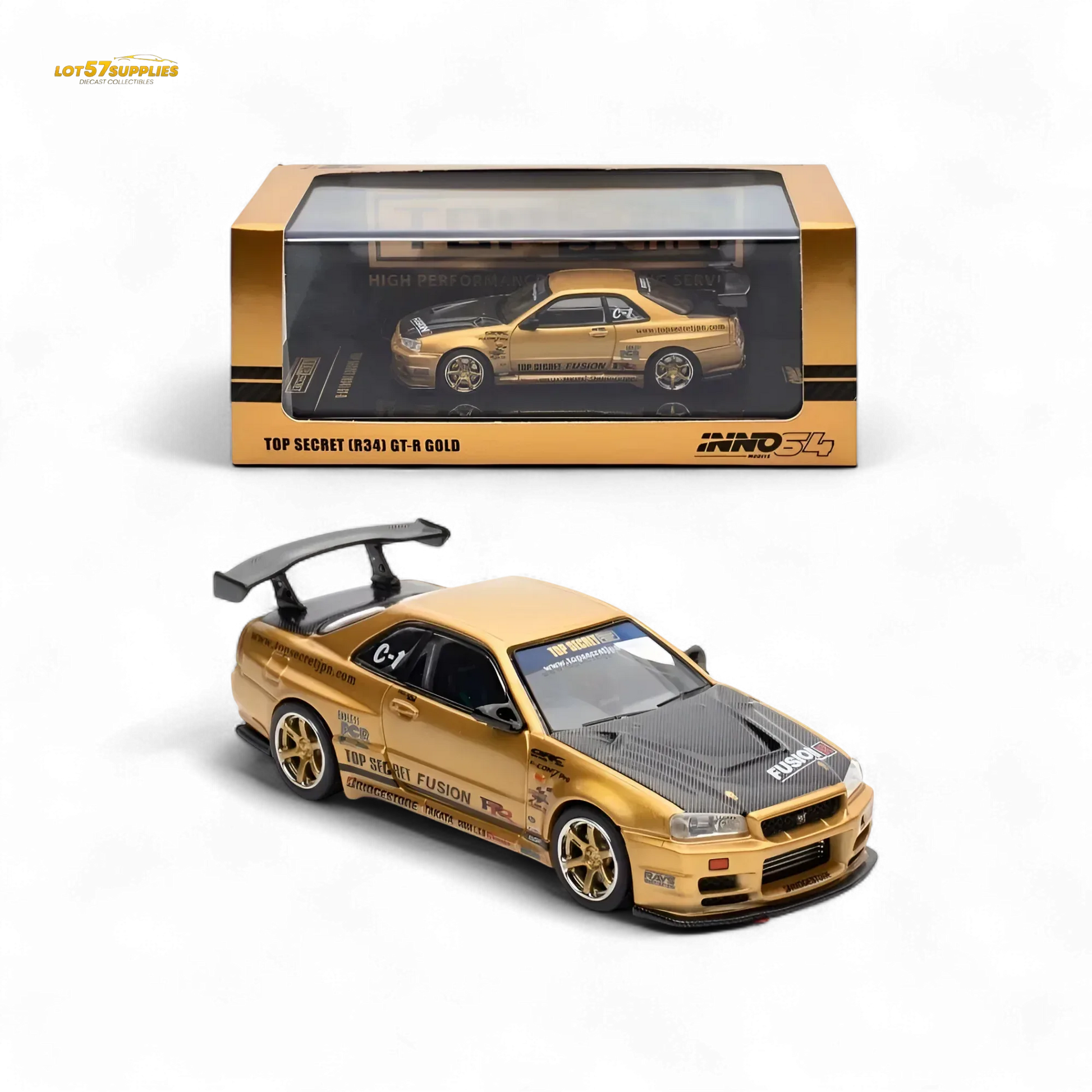 Inno64 TOP SECRET R34 GT-R - Gold 1:64 - ToylandEU