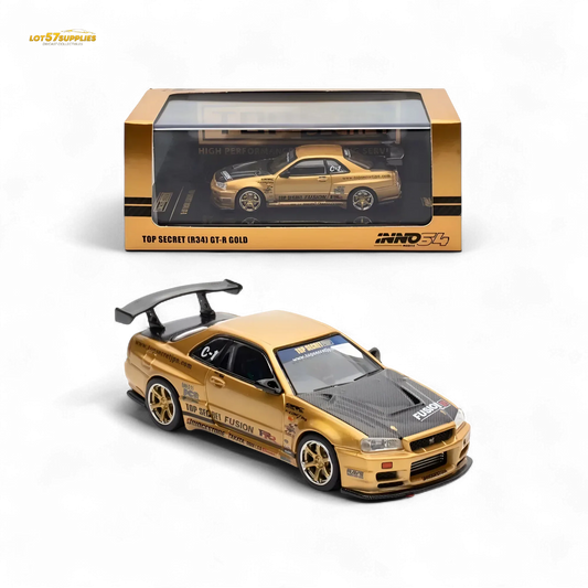  Inno64 Top Secret R34 GT-R Gold 1:64 -  ToylandEU™