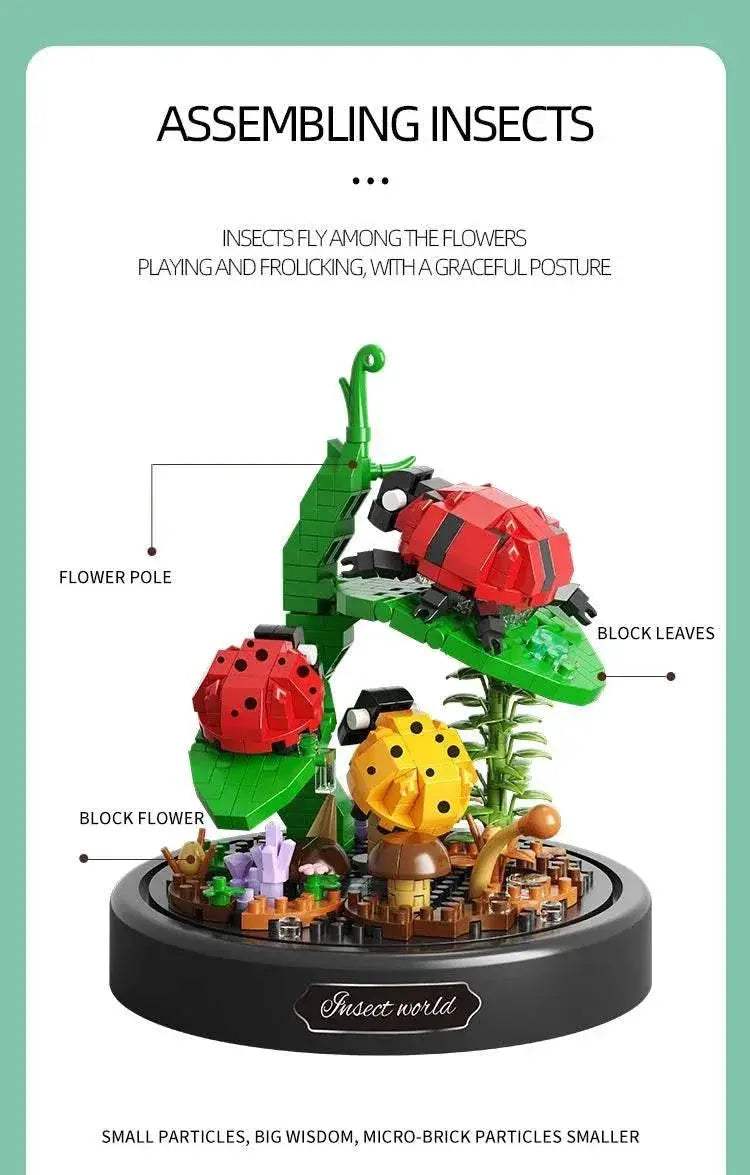 Insect Flower Bonsai Building Block Bee Butterfly Set Deco - ToylandEU