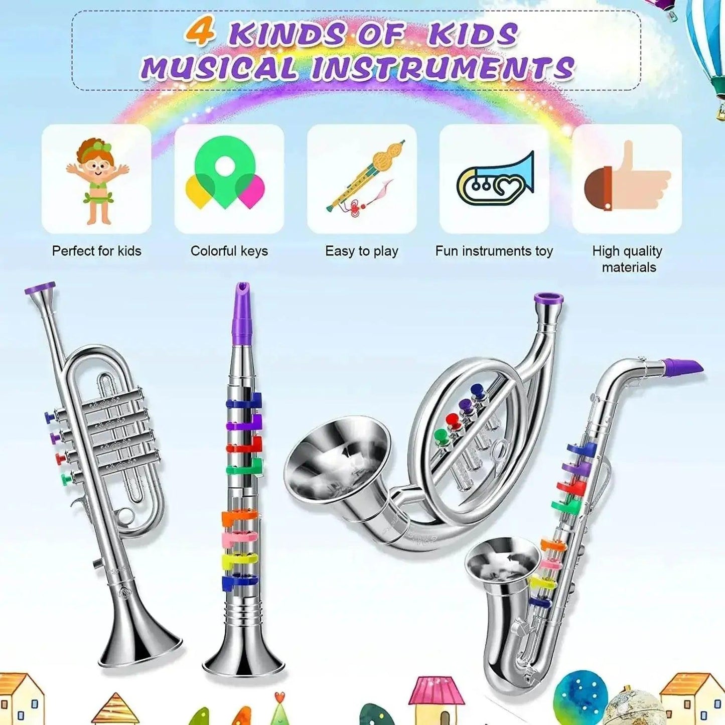  Classical Clarinet Trumpet Saxophone Imitation Musical Instrument Toys for Boys and Girls Early Education Learning Tool for Kids Children -  ToylandEU™