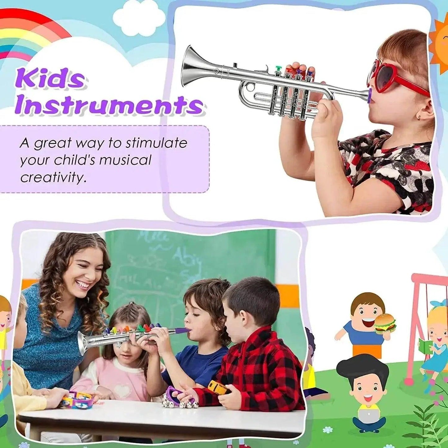  Classical Clarinet Trumpet Saxophone Imitation Musical Instrument Toys for Boys and Girls Early Education Learning Tool for Kids Children -  ToylandEU™