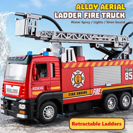 Interactive 1:50 Scale Alloy Fire Truck Toy with Realistic Lights, Sounds, and Water Spray Feature - ToylandEU