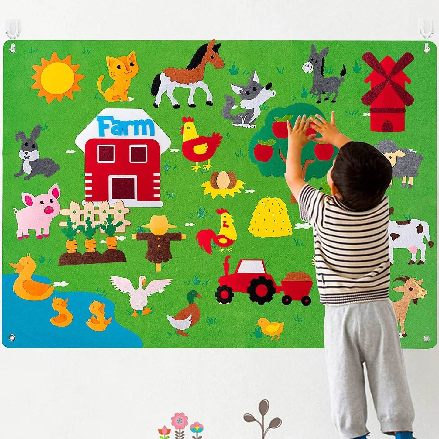Interactive Felt Board Story Set for Preschoolers with Dinosaur and Farm Themes for Early Learning and Cognitive Development - ToylandEU