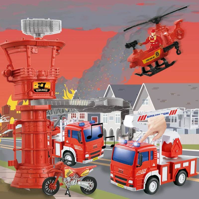 Interactive Fire Station Playset with Lights, Sounds & Action Figures - ToylandEU