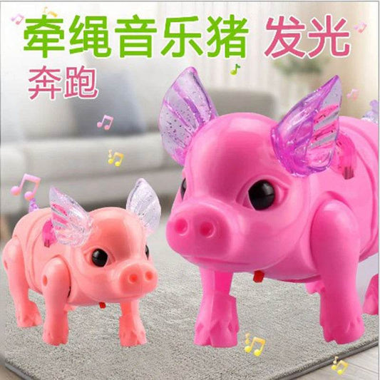 Interactive Glowing Walking Piglet Toy with Music and Carry Rope - ToylandEU