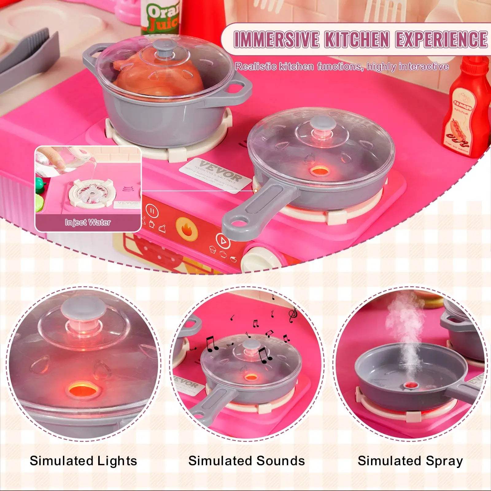  Interactive Kids Kitchen Playset With Sounds And Lights -  ToylandEU™