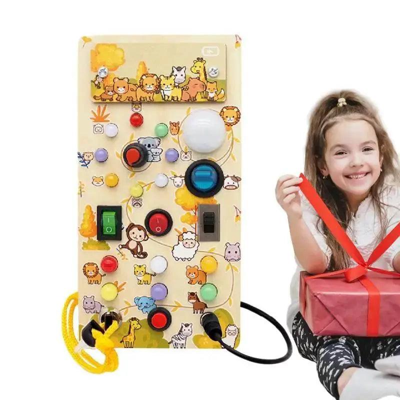  Interactive Montessori LED Switch Board for Toddlers Wooden Sensory Toy Develops Fine Motor Skills -  ToylandEU™