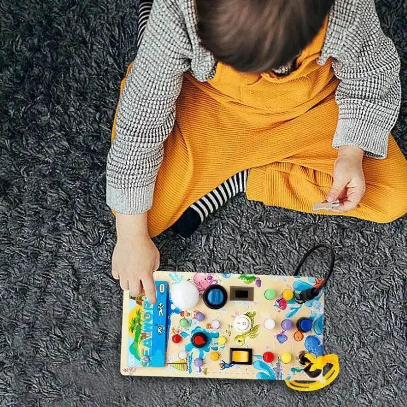  Interactive Montessori LED Switch Board for Toddlers Wooden Sensory Toy Develops Fine Motor Skills -  ToylandEU™