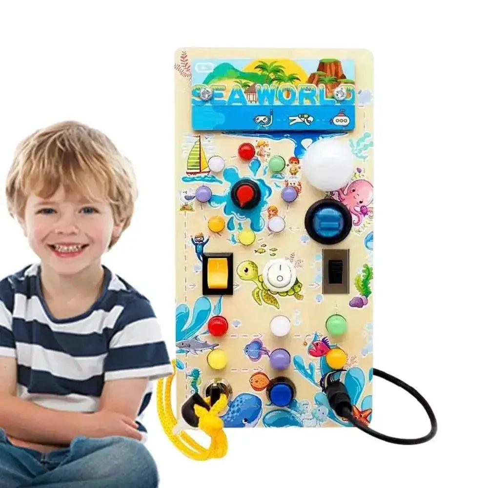  Interactive Montessori LED Switch Board for Toddlers Wooden Sensory Toy Develops Fine Motor Skills -  ToylandEU™