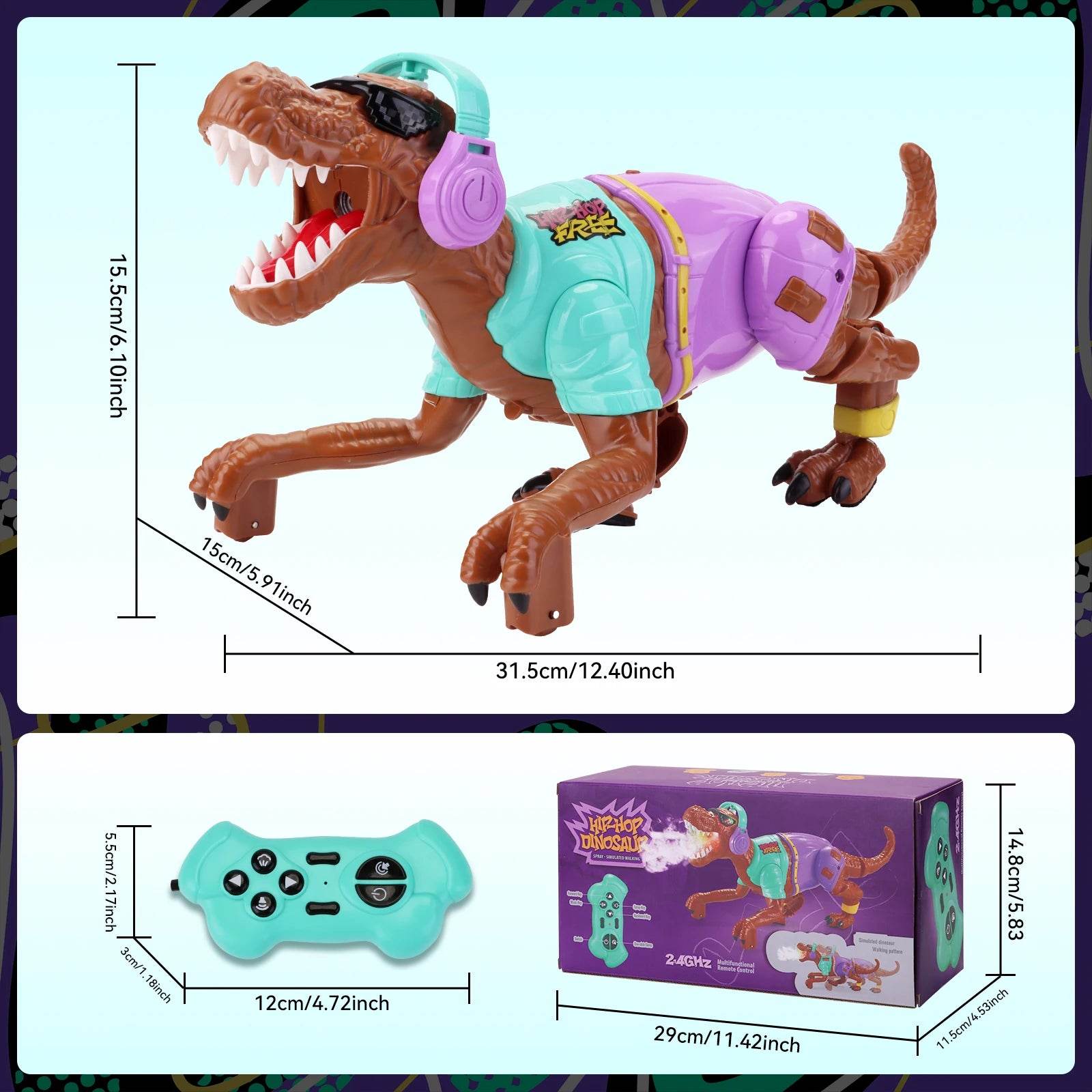 Interactive RC Walking Dinosaur Toy Light And Sound Kids - ToylandEU