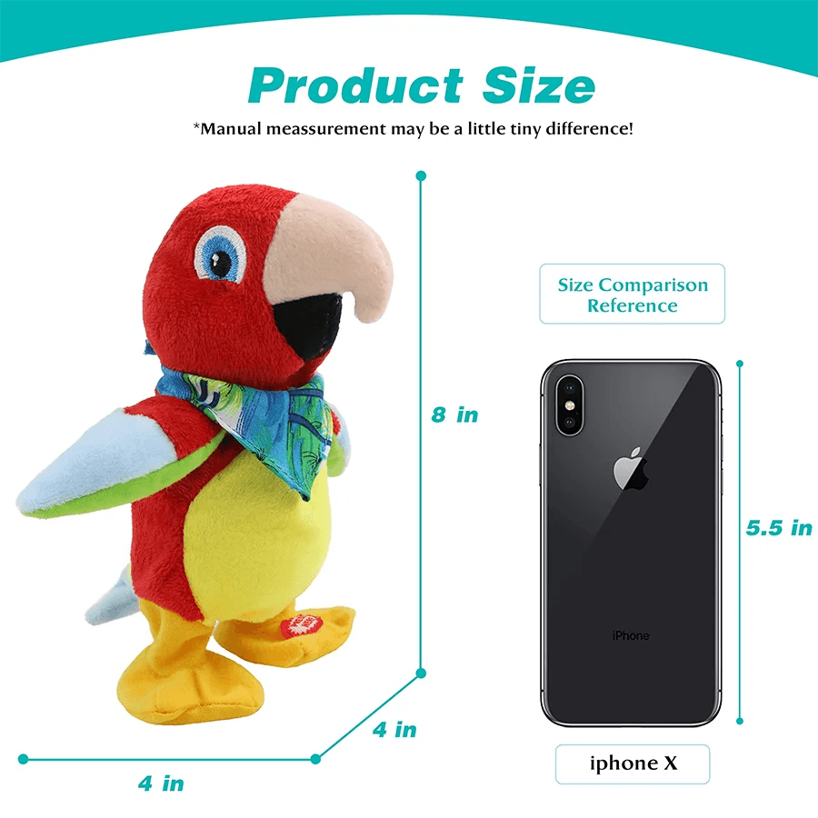 Interactive Singing Parrot Plush Toy - 20cm Cuddly Recording Buddy - ToylandEU