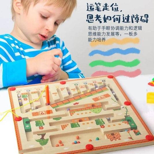 Interactive Wooden Color & Number Maze - Montessori Learning Toy - ToylandEU