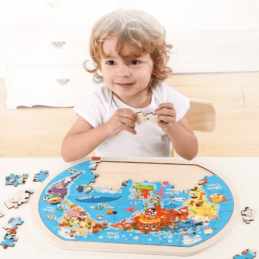 Interactive Wooden World Map Puzzle for Kids - Educational Fun! - ToylandEU