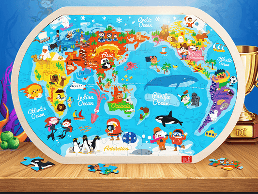 Interactive Wooden World Map Puzzle for Kids - Educational Fun! - ToylandEU